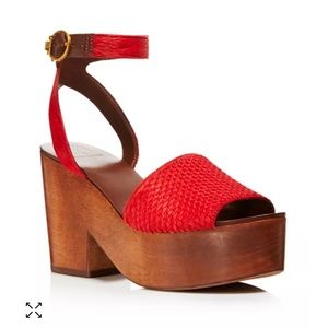 Tory Burch Camilla Calf Hair and Leather Platform Sandal